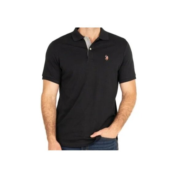 U.S. Polo Assn. Mens Black Polo Shirt With Embroidered Logo Short Sleeves Classi - Picture 1 of 6